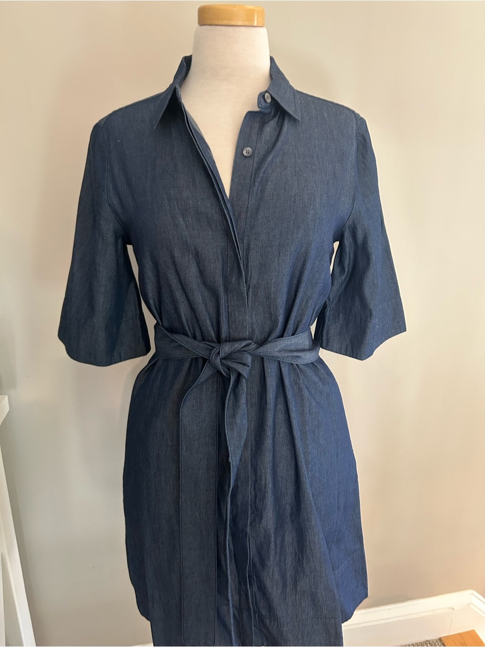 Draper James new With Tags Classic Navy denim Shirt Dress with Waist Tie